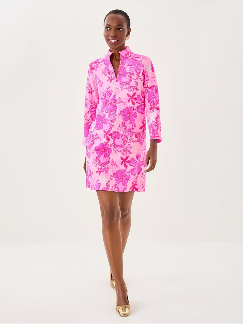 Lilly Pulitzer Pink Floral Long Sleeve Dress